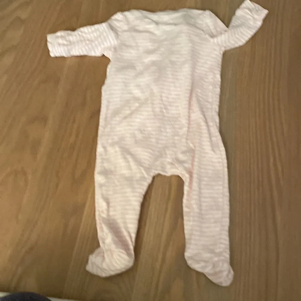 Gap first favorites pink and white stripe pajama onesie 0-3M